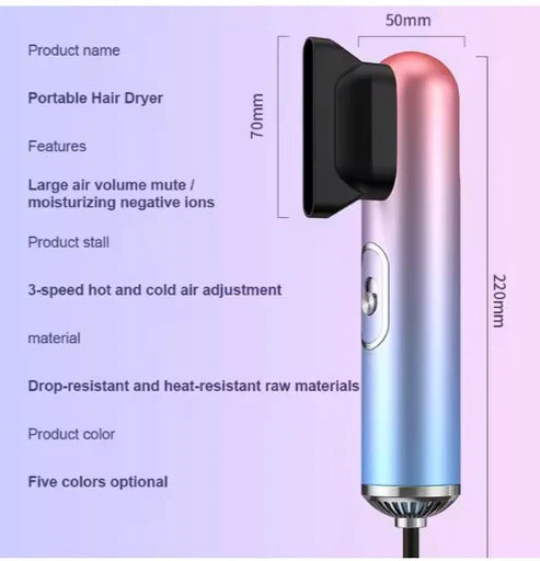Compact Hair Dryer Powerful, Lightweight & Travel-Friendly