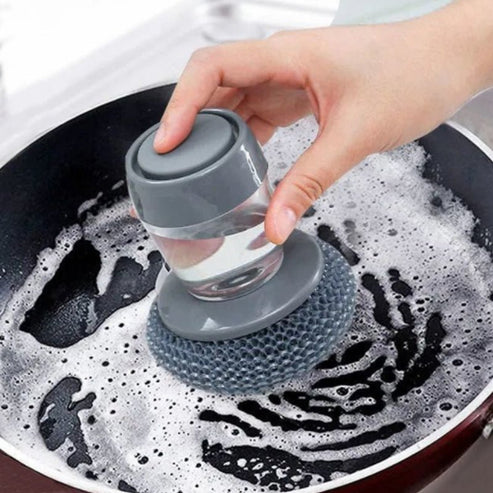Smart Soap Dispensing Pot Brush Scrub & Shine in One Go