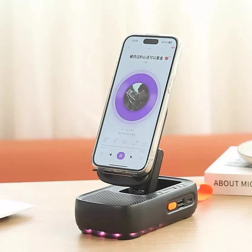 2 in 1 Mobile Holder with Bluetooth Speaker Watch, Listen, Enjoy