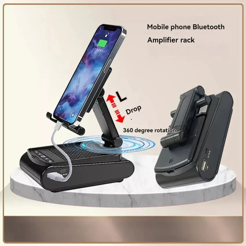 2 in 1 Mobile Holder with Bluetooth Speaker Watch, Listen, Enjoy